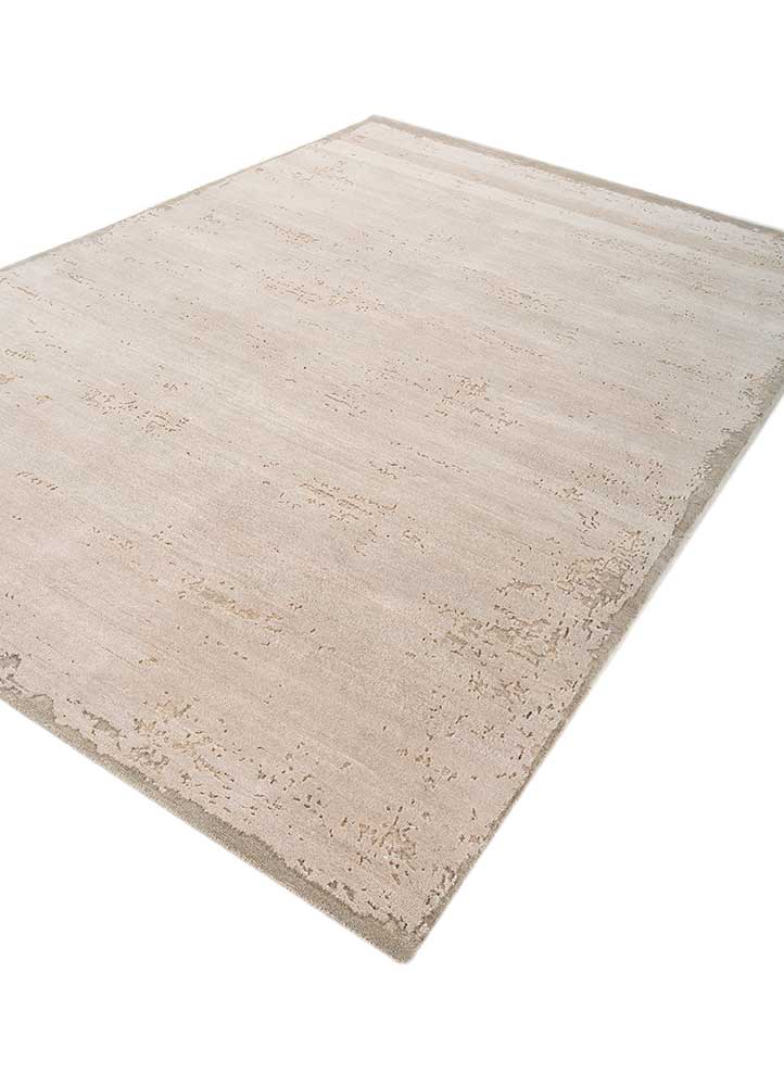 chaos theory by kavi beige and brown wool and bamboo silk Hand Knotted Rug - FloorShot