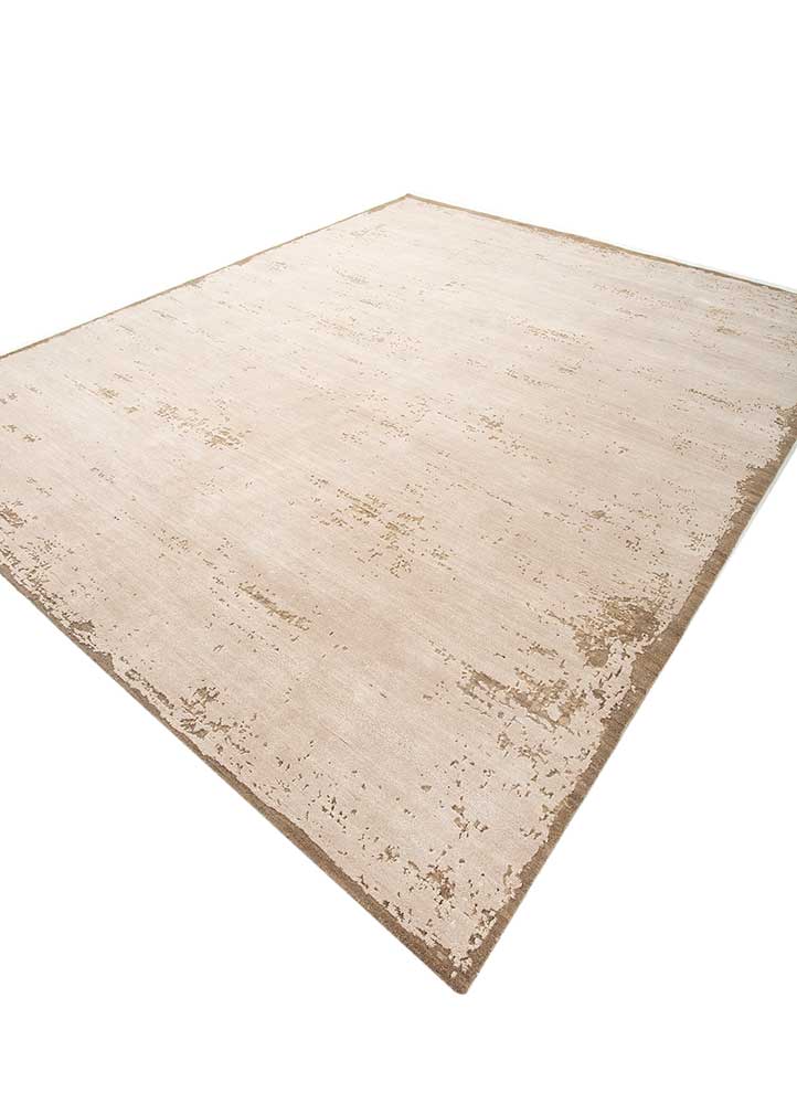 chaos theory by kavi beige and brown wool and bamboo silk Hand Knotted Rug - FloorShot