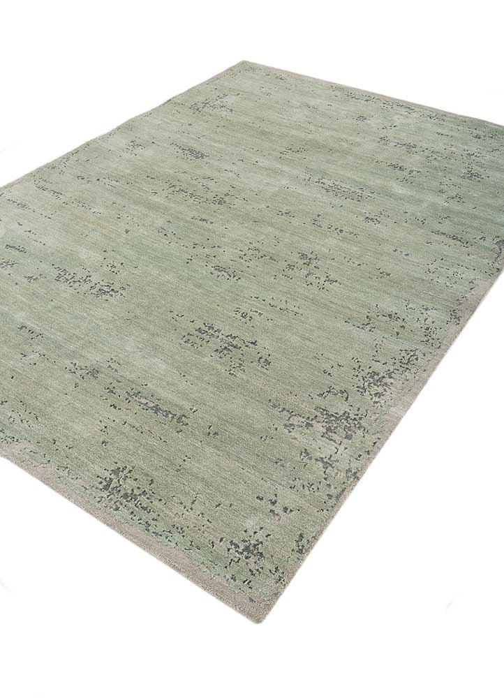 chaos theory by kavi green wool and bamboo silk Hand Knotted Rug - FloorShot