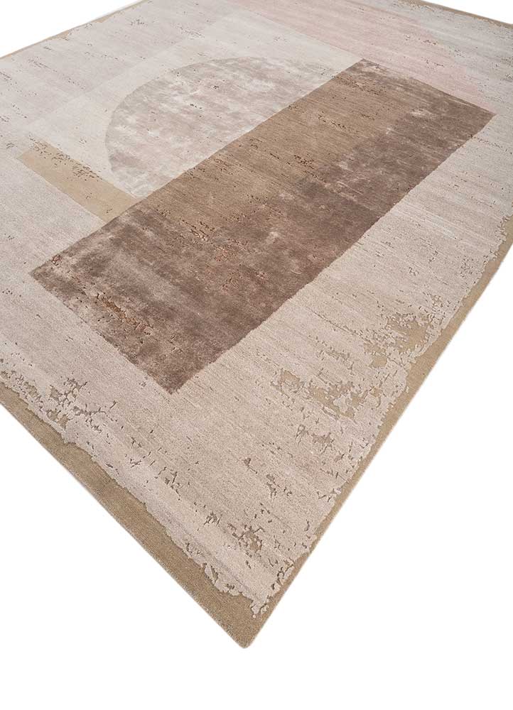 unfold by kavi ivory wool and bamboo silk Hand Knotted Rug - FloorShot