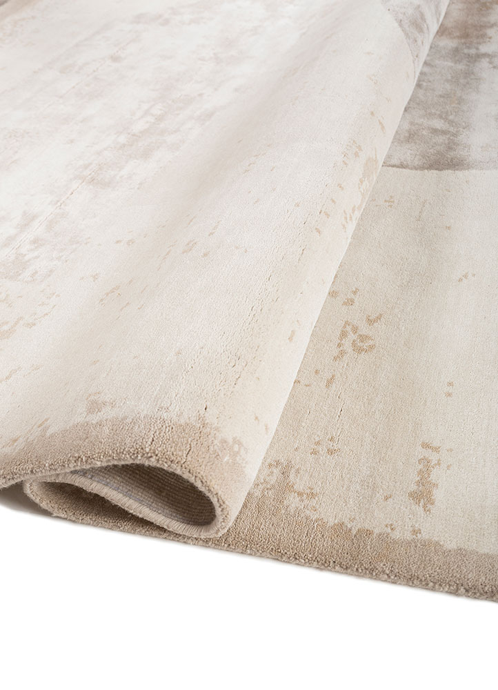 unfold by kavi ivory wool and bamboo silk Hand Knotted Rug - FloorShot