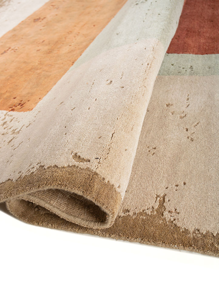 unfold by kavi ivory wool and bamboo silk Hand Knotted Rug - FloorShot