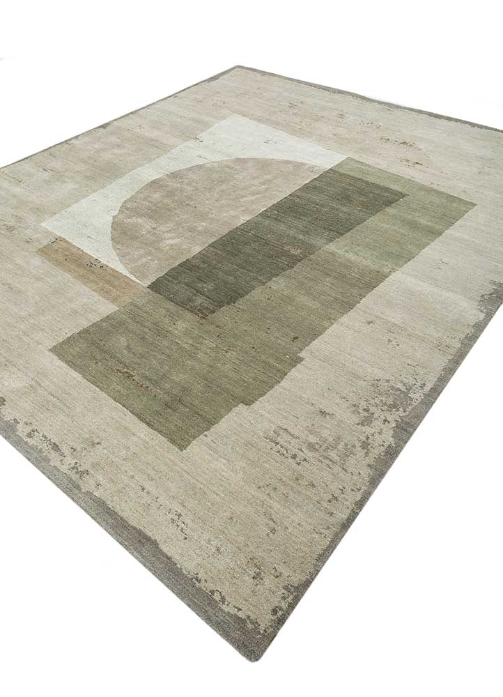 unfold by kavi green wool and bamboo silk Hand Knotted Rug - FloorShot unfold by kavi green wool and bamboo silk Hand Knotted Rug - FloorShot