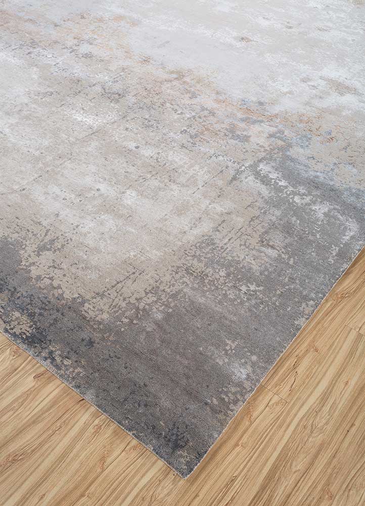chaos theory by kavi ivory wool and bamboo silk Hand Knotted Rug - FloorShot