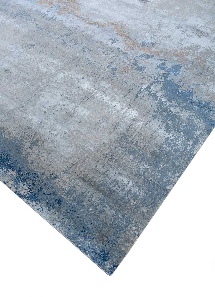 chaos theory by kavi grey and black wool and bamboo silk Hand Knotted Rug - FloorShot