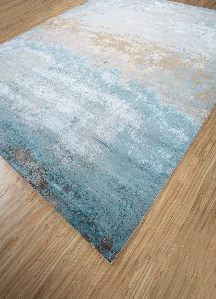 chaos theory by kavi ivory wool and bamboo silk Hand Knotted Rug - FloorShot