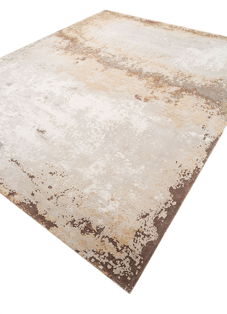 chaos theory by kavi ivory wool and bamboo silk Hand Knotted Rug - FloorShot