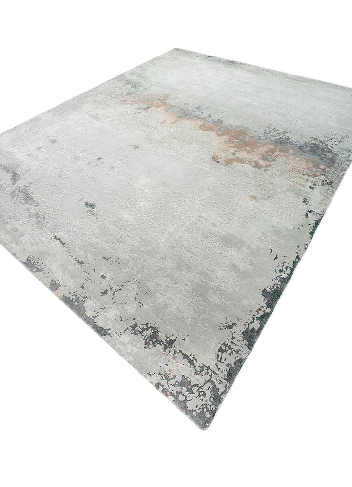 chaos theory by kavi blue wool and bamboo silk Hand Knotted Rug - FloorShot