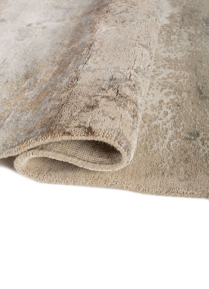 chaos theory by kavi ivory wool and bamboo silk Hand Knotted Rug - FloorShot