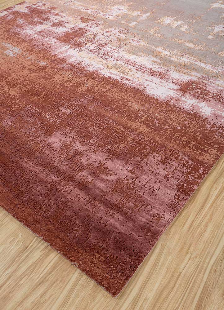 chaos theory by kavi pink and purple wool and bamboo silk Hand Knotted Rug - FloorShot