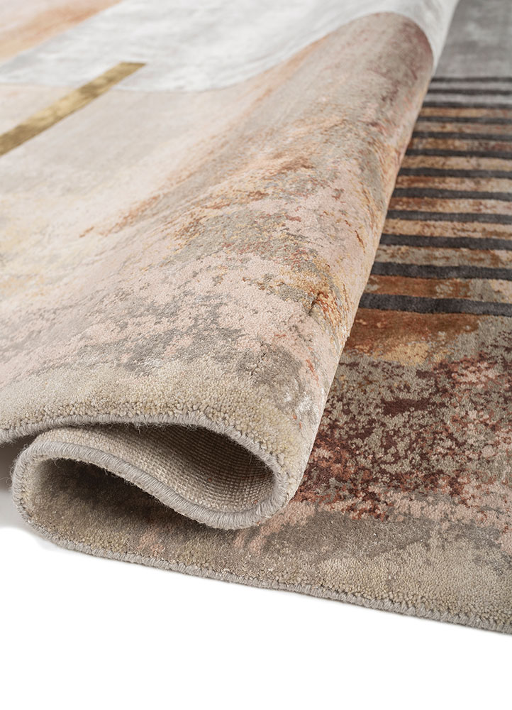 aakar by kavi grey and black wool and bamboo silk Hand Knotted Rug - FloorShot