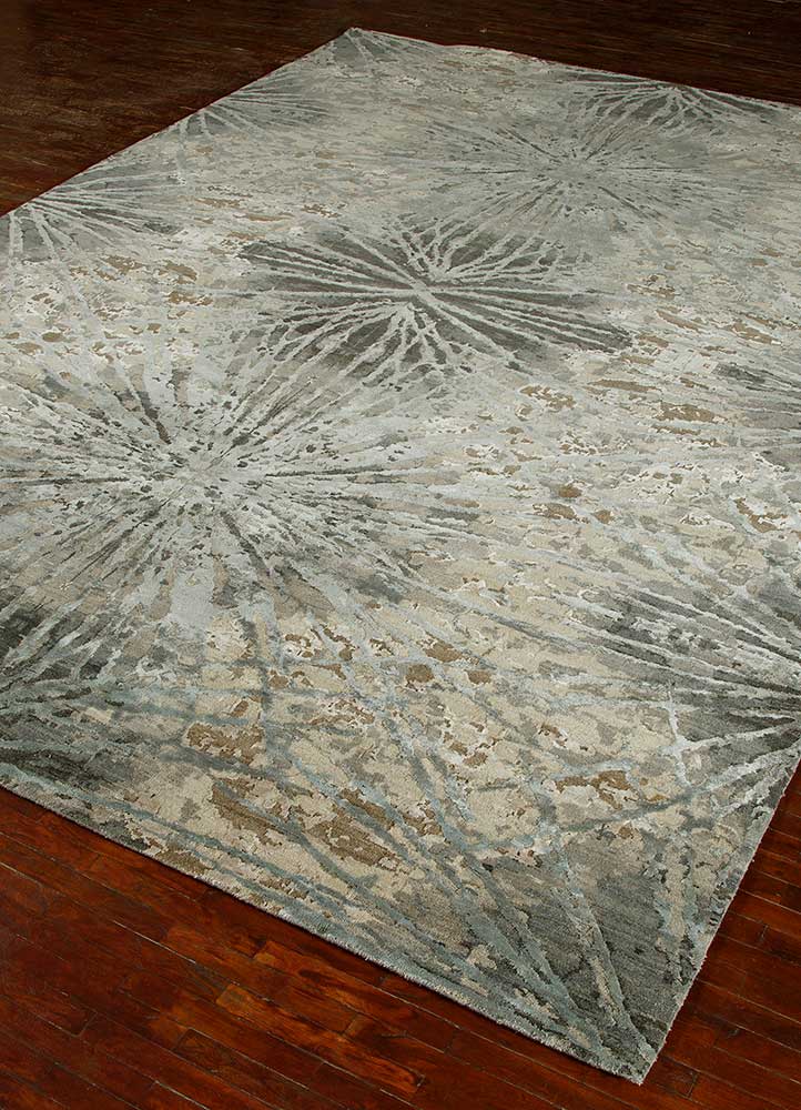 chaos theory by kavi ivory wool and bamboo silk Hand Knotted Rug - FloorShot