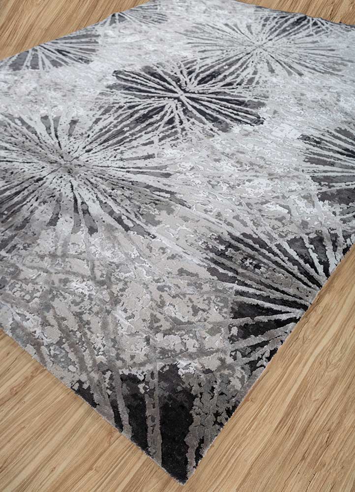 chaos theory by kavi ivory wool and bamboo silk Hand Knotted Rug - FloorShot