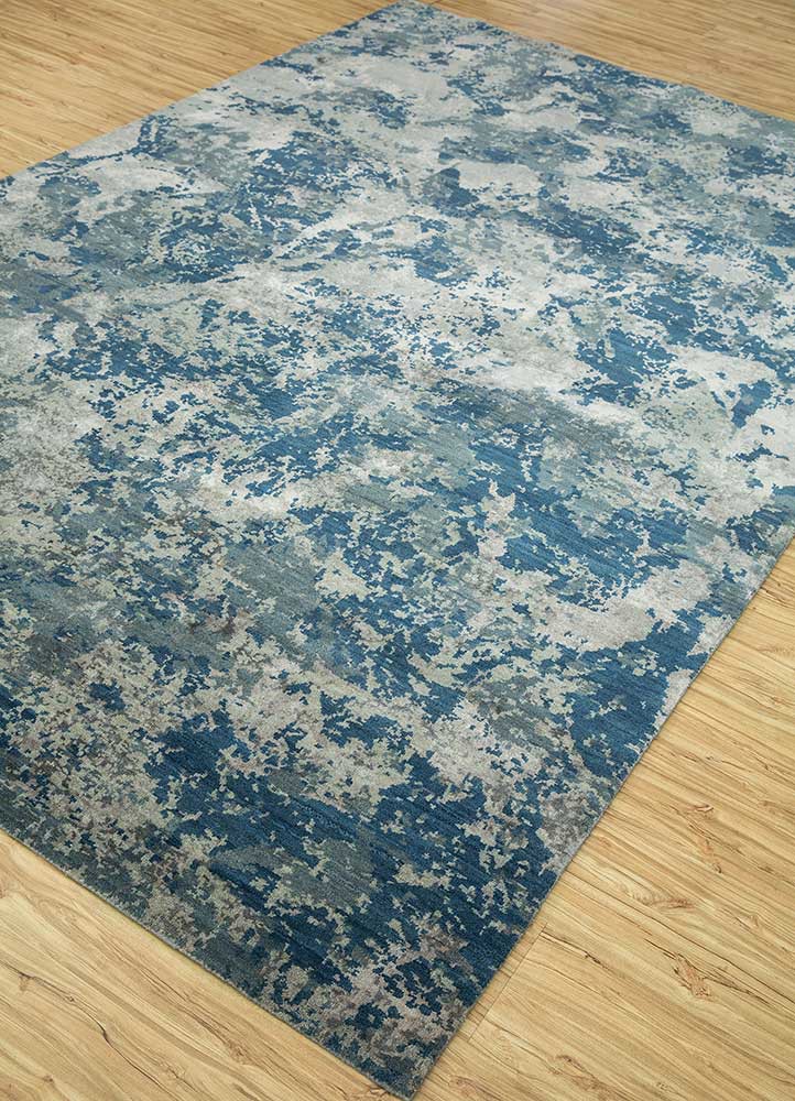 chaos theory by kavi blue wool and bamboo silk Hand Knotted Rug - FloorShot chaos theory by kavi blue wool and bamboo silk Hand Knotted Rug - FloorShot