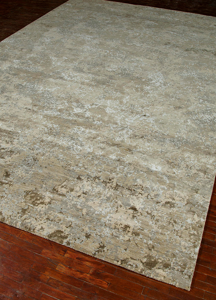 chaos theory by kavi ivory wool and bamboo silk Hand Knotted Rug - FloorShot