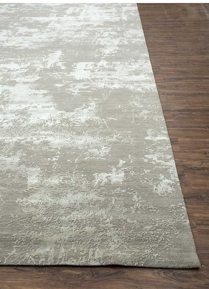 chaos theory by kavi grey and black wool and bamboo silk Hand Knotted Rug - FloorShot