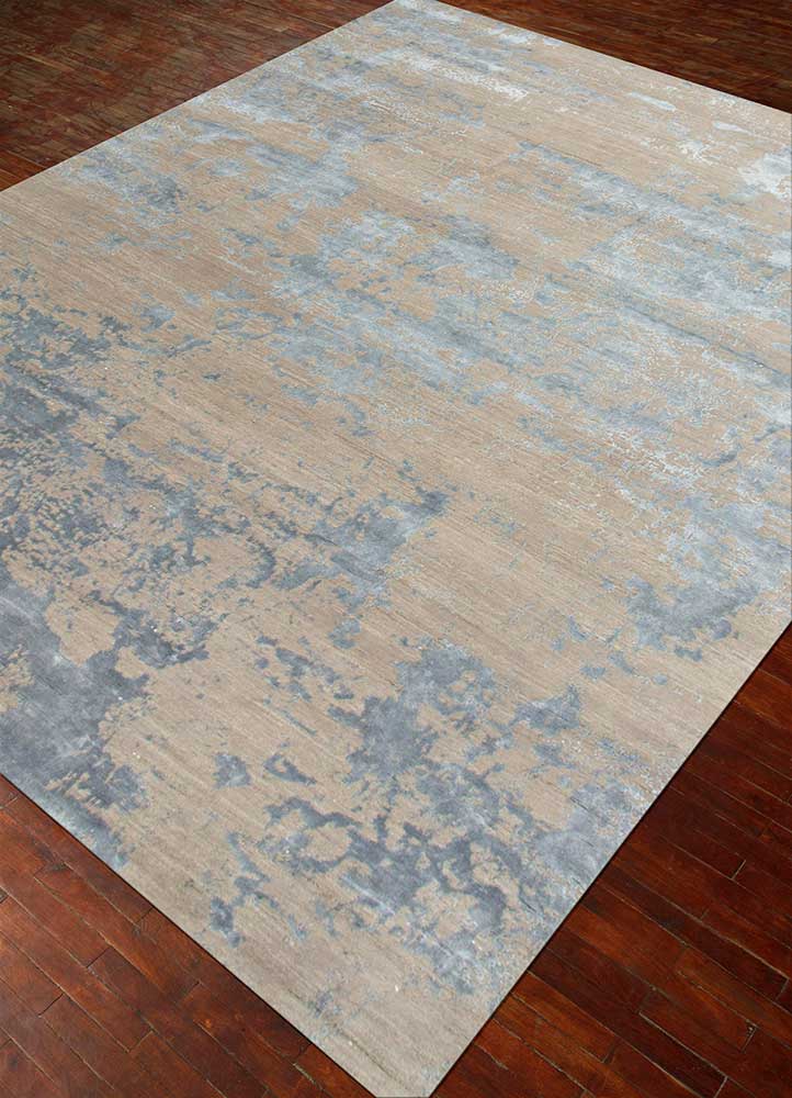 chaos theory by kavi grey and black wool and bamboo silk Hand Knotted Rug - FloorShot