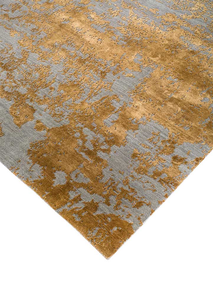 chaos theory by kavi beige and brown wool and bamboo silk Hand Knotted Rug - FloorShot