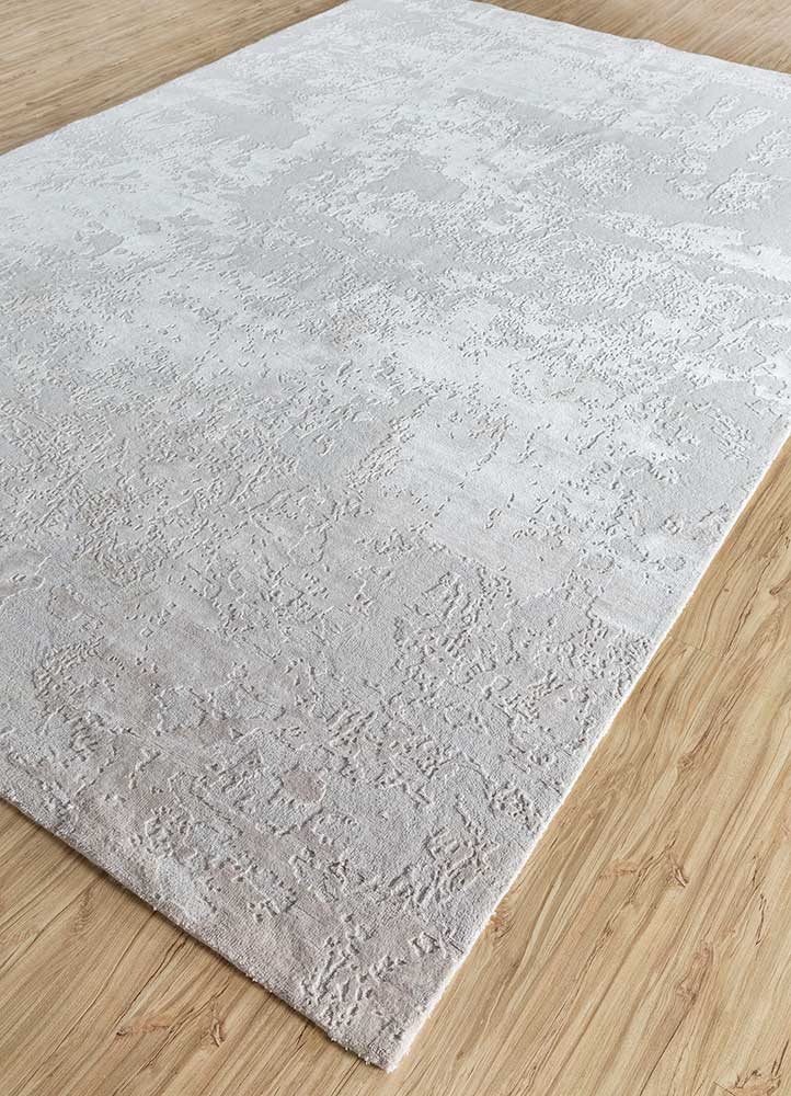 chaos theory by kavi ivory wool and bamboo silk Hand Knotted Rug - FloorShot