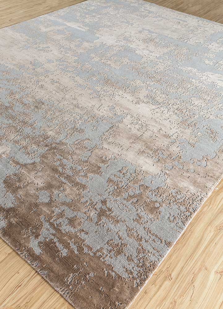 chaos theory by kavi grey and black wool and bamboo silk Hand Knotted Rug - FloorShot