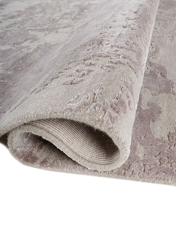 project error by kavi pink and purple wool and bamboo silk Hand Knotted Rug - FloorShot