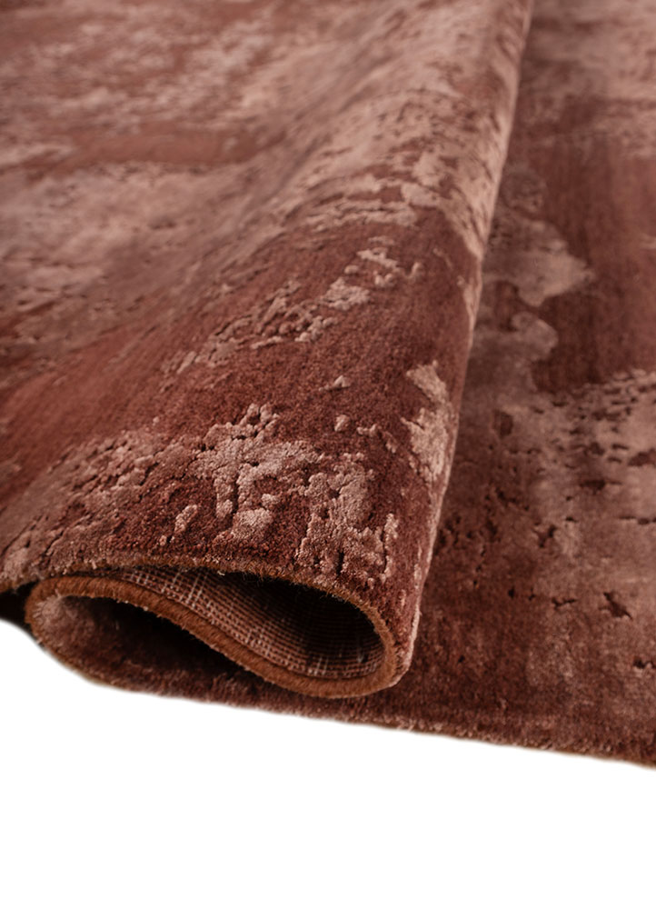 project error by kavi red and orange wool and bamboo silk Hand Knotted Rug - FloorShot