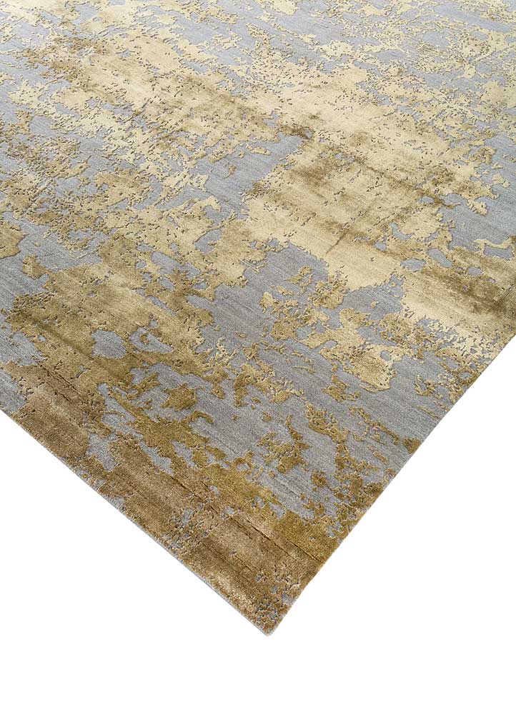 chaos theory by kavi beige and brown wool and bamboo silk Hand Knotted Rug - FloorShot