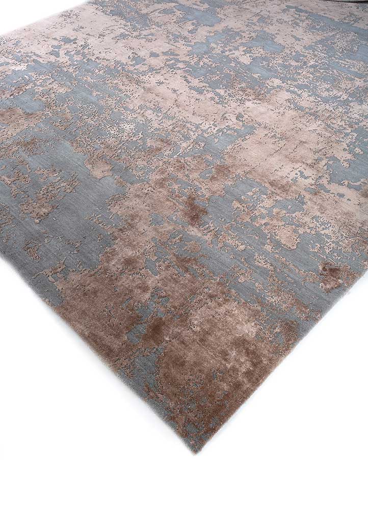 chaos theory by kavi grey and black wool and bamboo silk Hand Knotted Rug - FloorShot