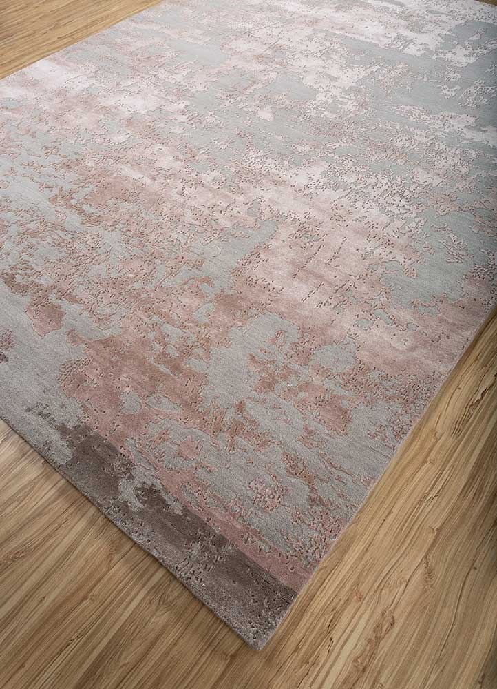 chaos theory by kavi grey and black wool and bamboo silk Hand Knotted Rug - FloorShot