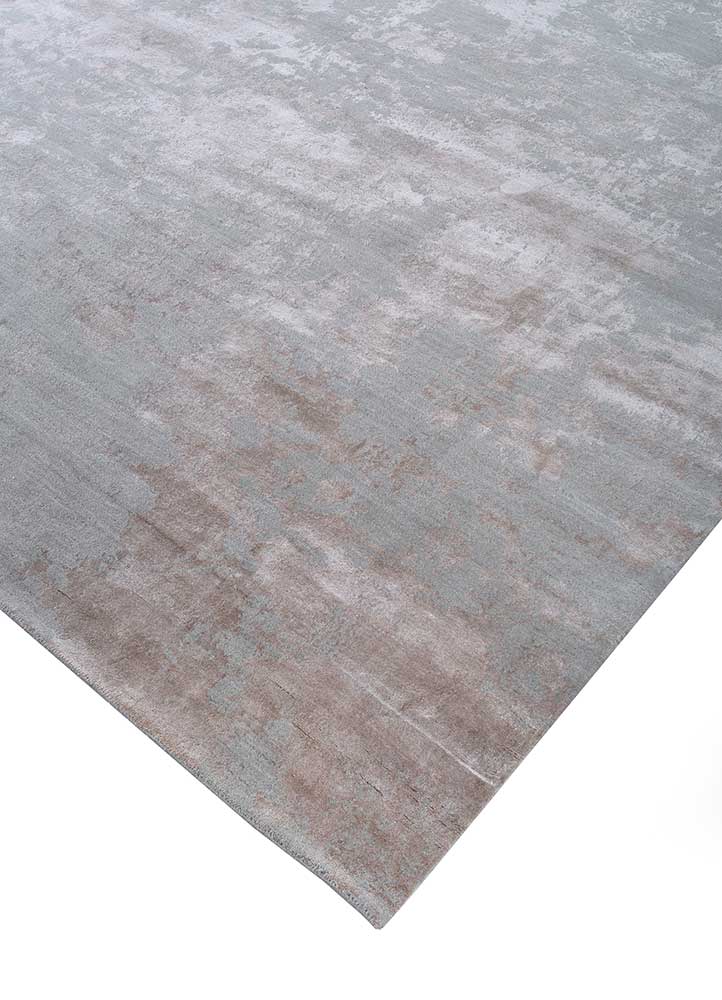 chaos theory by kavi grey and black wool and bamboo silk Hand Knotted Rug - FloorShot