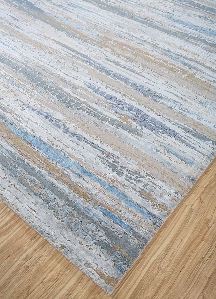 chaos theory by kavi ivory wool and bamboo silk Hand Knotted Rug - FloorShot