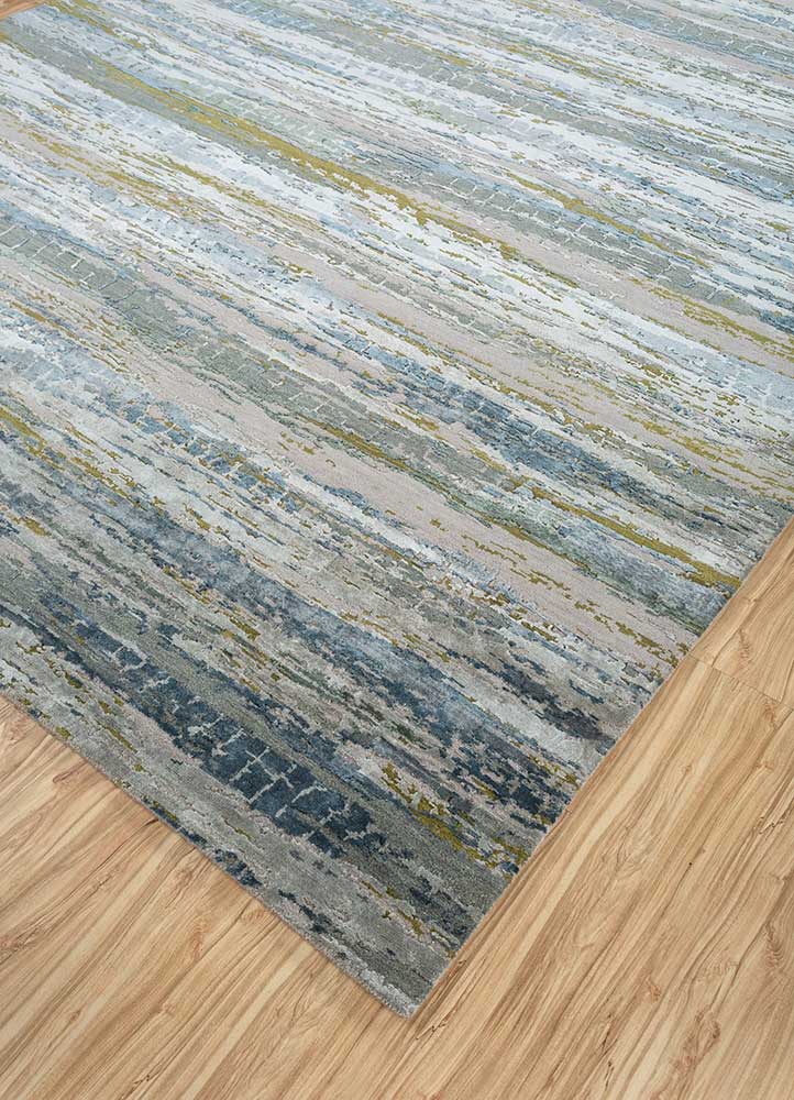 chaos theory by kavi grey and black wool and bamboo silk Hand Knotted Rug - FloorShot