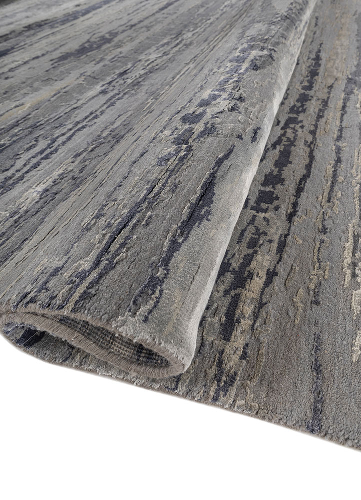 aprezo grey and black wool and bamboo silk Hand Knotted Rug - FloorShot aprezo grey and black wool and bamboo silk Hand Knotted Rug - FloorShot