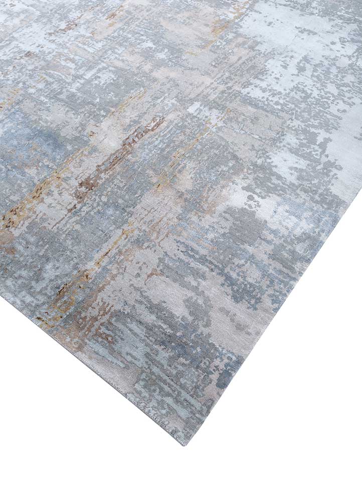 chaos theory by kavi grey and black wool and bamboo silk Hand Knotted Rug - FloorShot