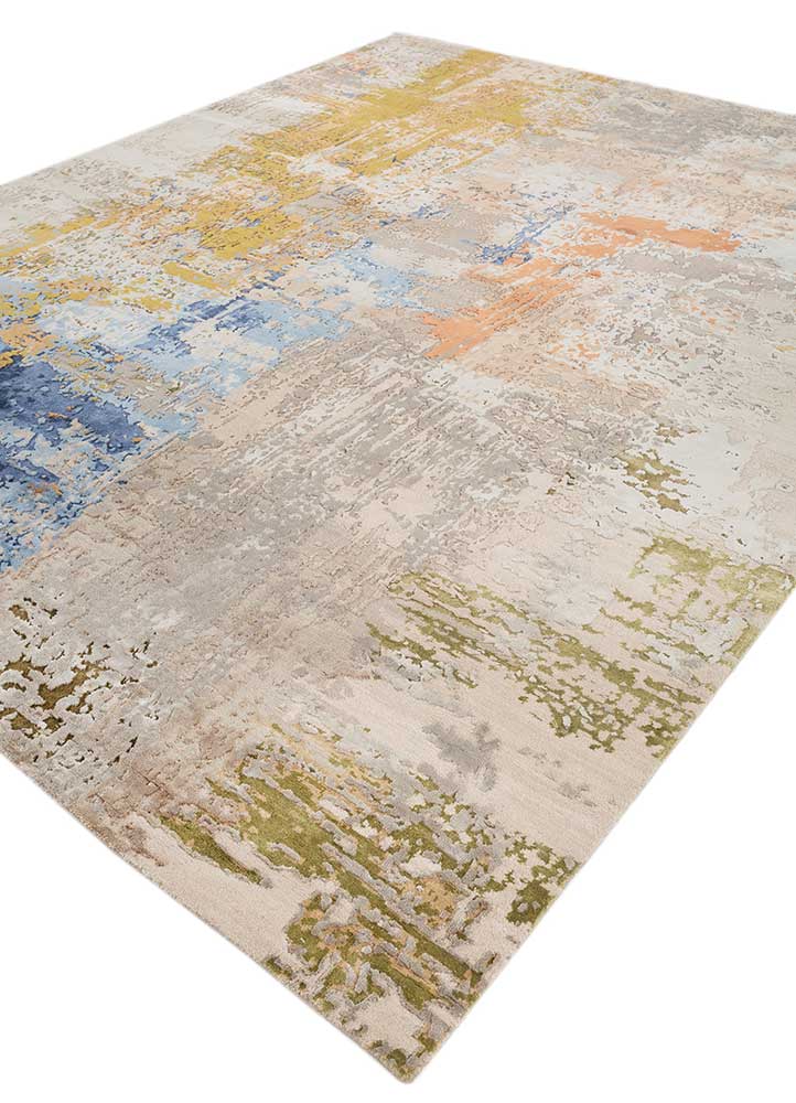 chaos theory by kavi grey and black wool and bamboo silk Hand Knotted Rug - FloorShot