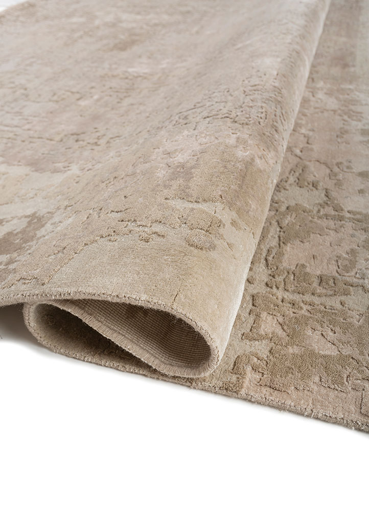 chaos theory by kavi beige and brown wool and bamboo silk Hand Knotted Rug - FloorShot