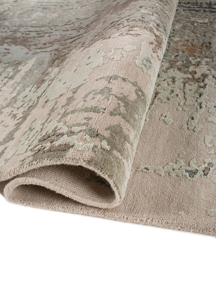chaos theory by kavi blue wool and bamboo silk Hand Knotted Rug - FloorShot