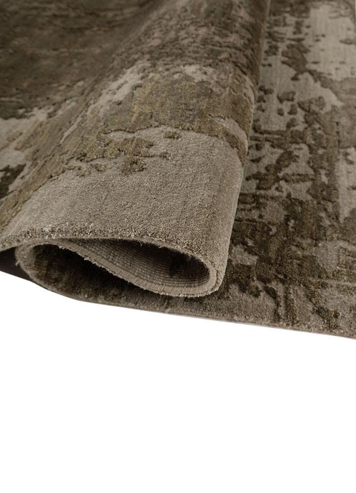 project error by kavi green wool and bamboo silk Hand Knotted Rug - FloorShot