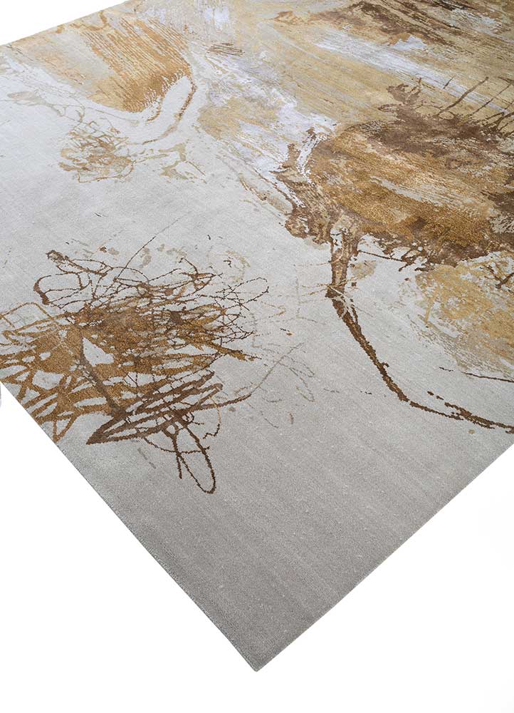 chaos theory by kavi ivory wool and bamboo silk Hand Knotted Rug - FloorShot