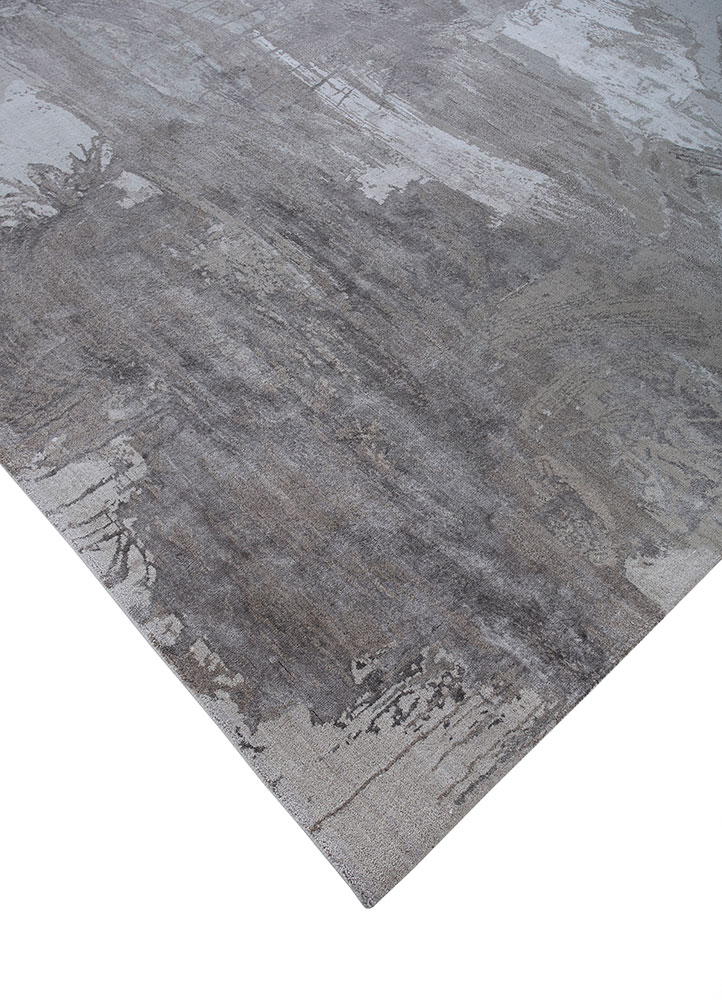 chaos theory by kavi ivory wool and bamboo silk Hand Knotted Rug - FloorShot