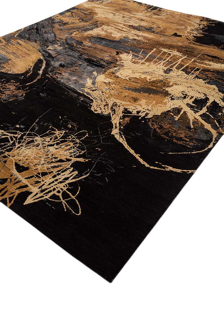 chaos theory by kavi blue wool and bamboo silk Hand Knotted Rug - FloorShot