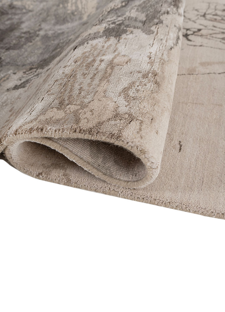 free verse by kavi ivory wool and bamboo silk Hand Knotted Rug - FloorShot