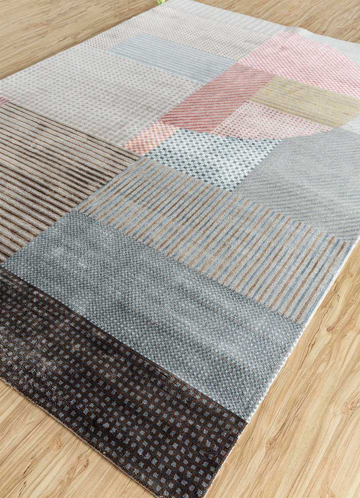 chaos theory by kavi grey and black wool and bamboo silk Hand Knotted Rug - FloorShot