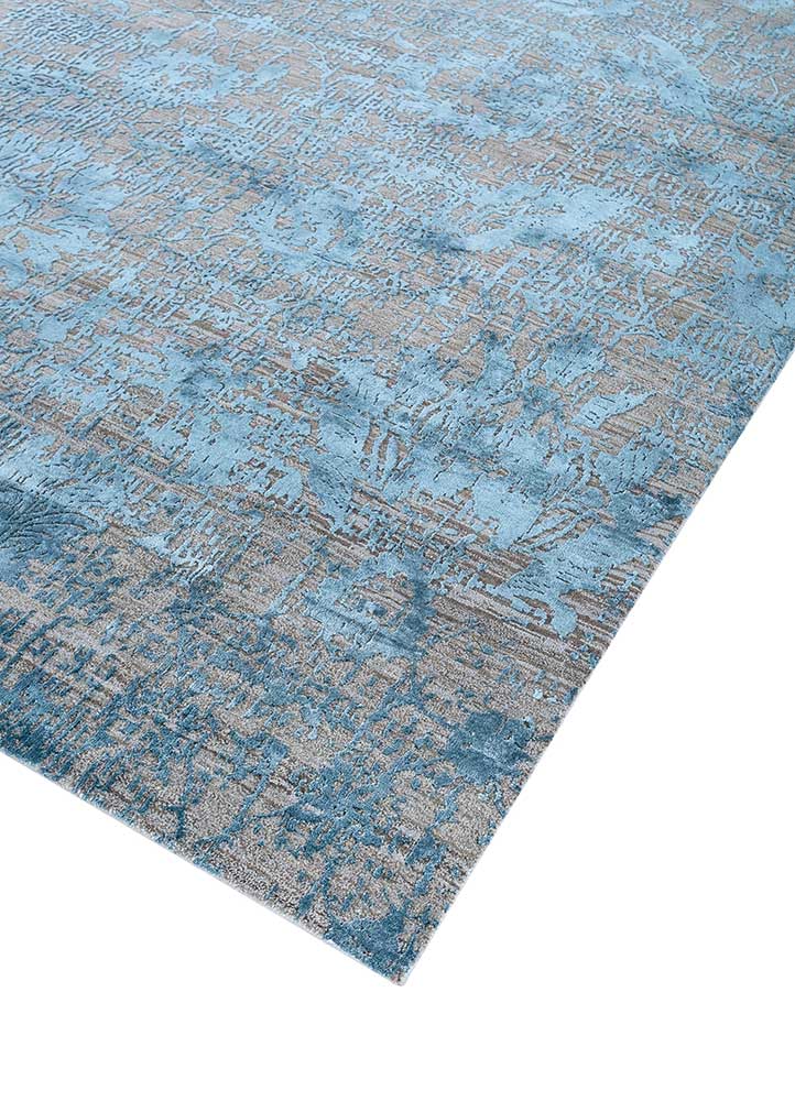 chaos theory by kavi grey and black wool and bamboo silk Hand Knotted Rug - FloorShot