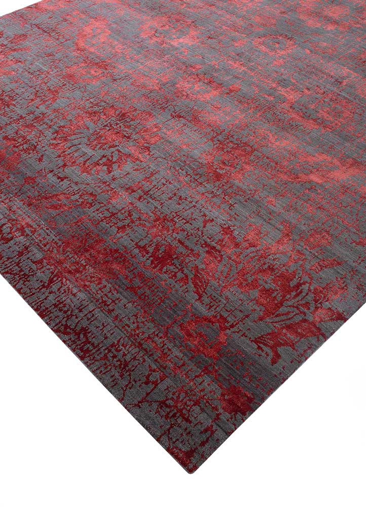 chaos theory by kavi grey and black wool and bamboo silk Hand Knotted Rug - FloorShot