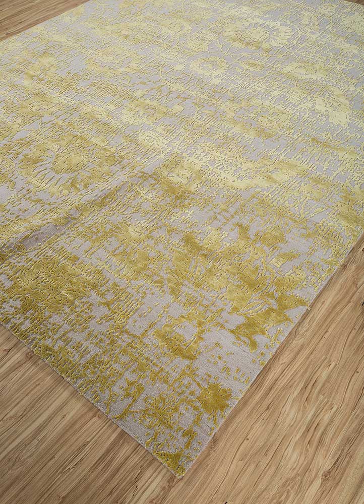 chaos theory by kavi ivory wool and bamboo silk Hand Knotted Rug - FloorShot