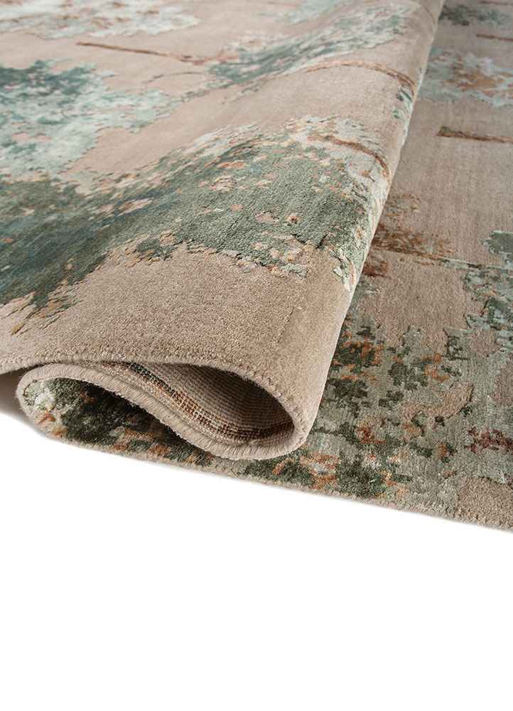 chaos theory by kavi ivory wool and bamboo silk Hand Knotted Rug - FloorShot