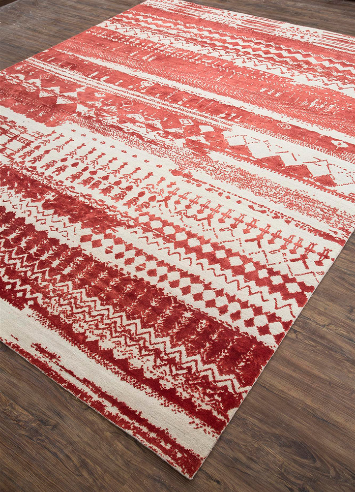 chaos theory by kavi ivory wool and bamboo silk Hand Knotted Rug - FloorShot