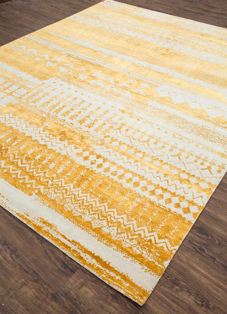 chaos theory by kavi ivory wool and bamboo silk Hand Knotted Rug - FloorShot