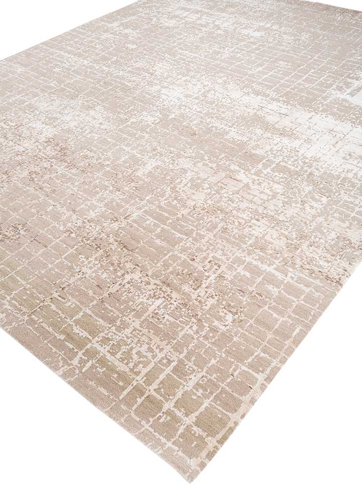 tattvam beige and brown wool and bamboo silk Hand Knotted Rug - FloorShot